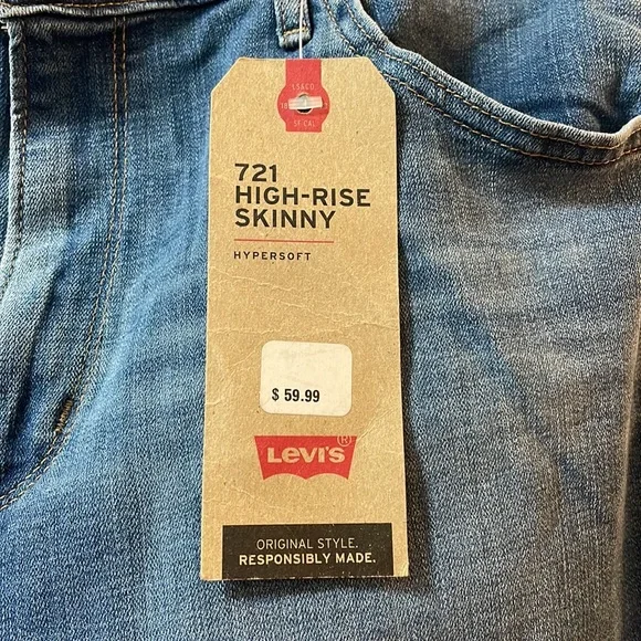 Levi 721 a high rise skinny jean - size 14- W32 L30 - Picture 3 of 9
